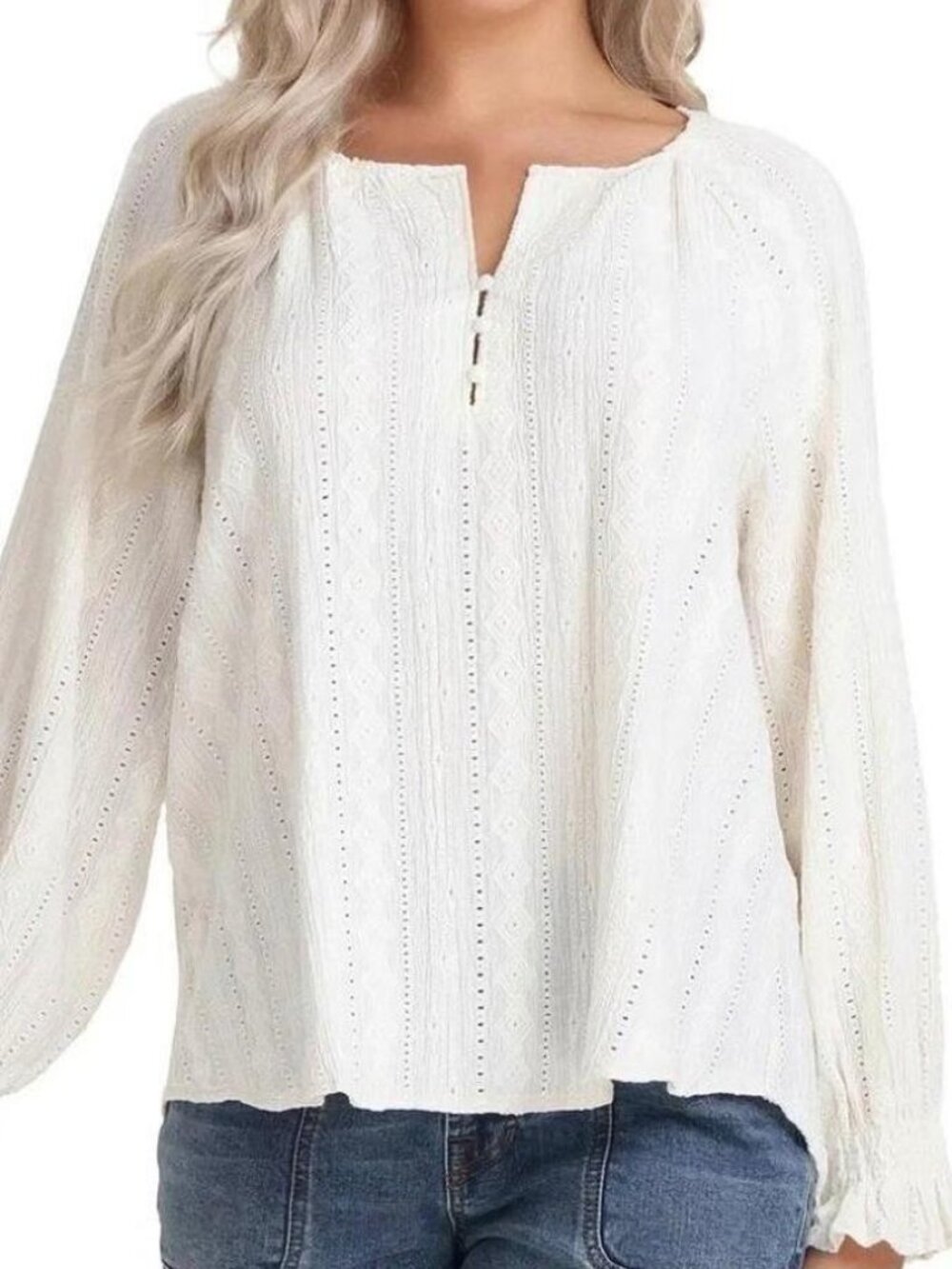 Frye Crinkle Eyelet Blouse